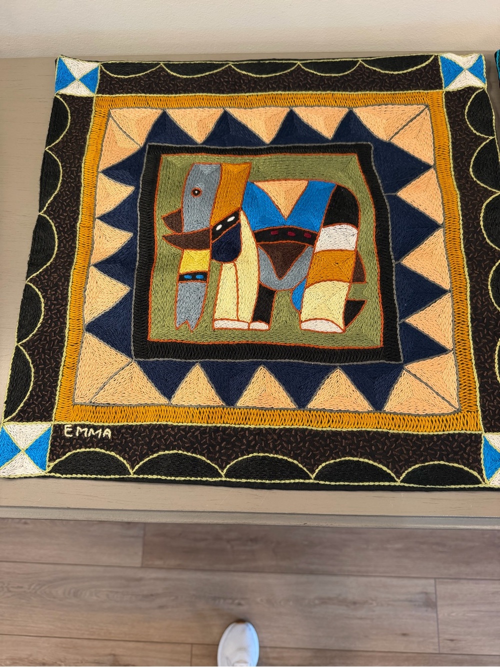 Hand Embroidered African Tribal Boho Accent Throw Pillow Covers 17” Set Of 2 - Picture 2 of 11
